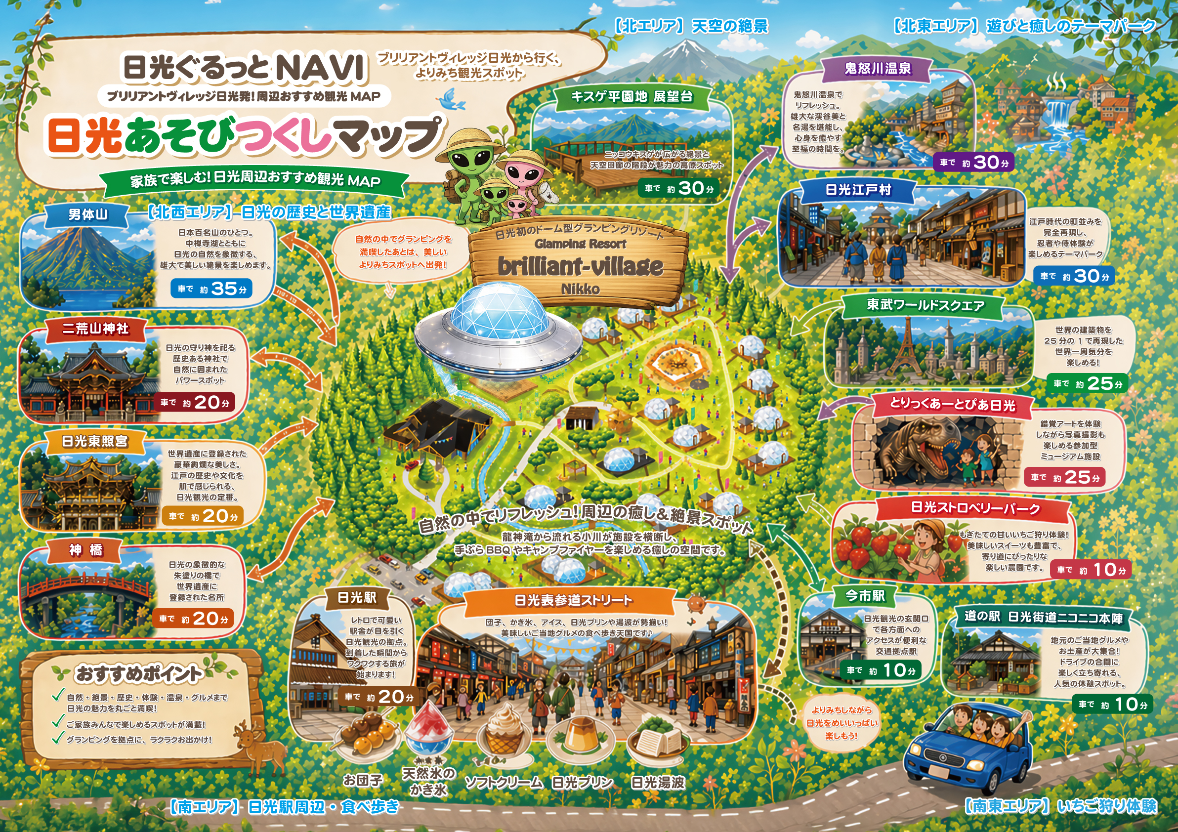 日光あそびつくしマップ - ブリリアントヴィレッジ日光周辺観光ガイド