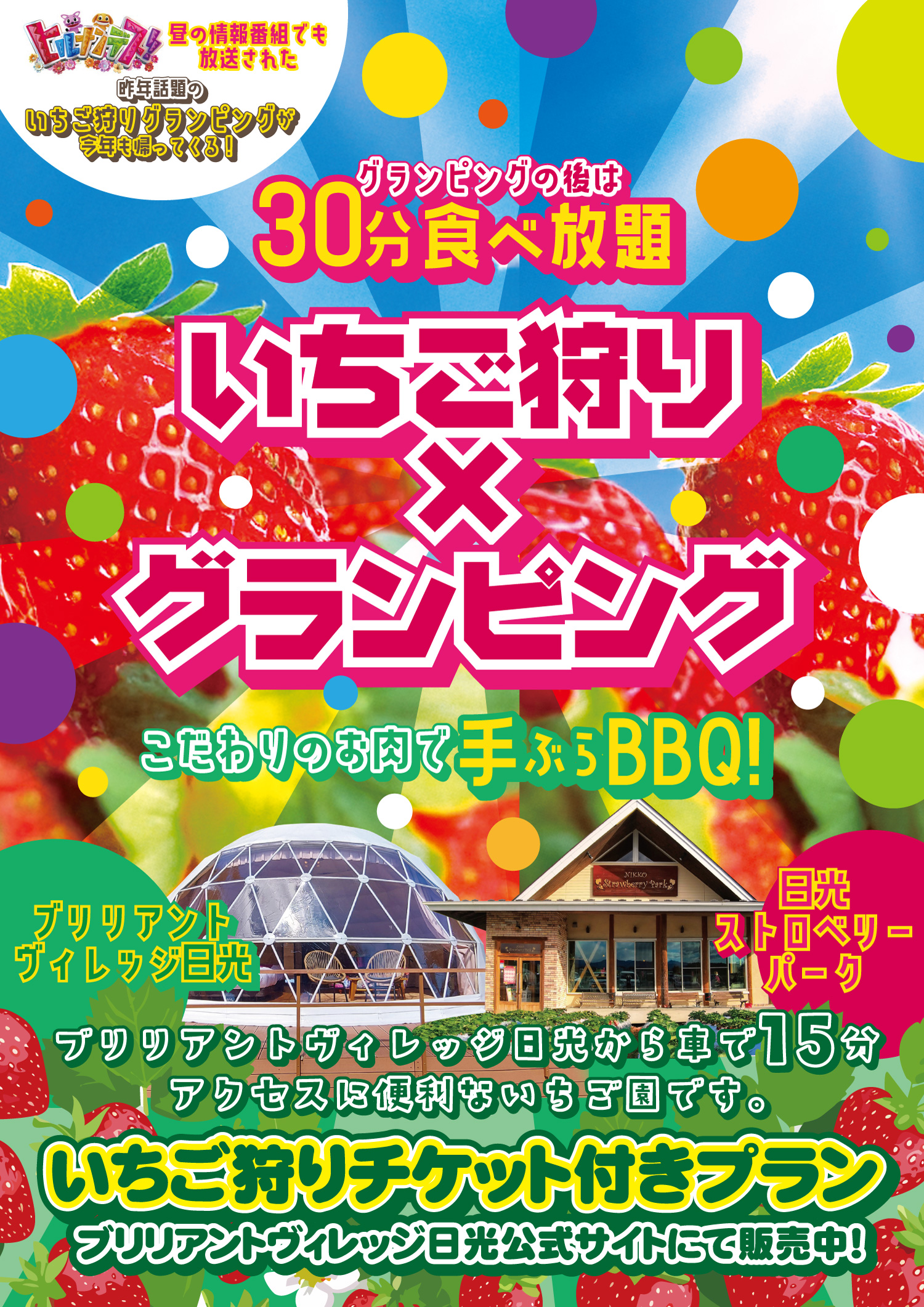 家族・カップルOK／日光でいちご狩り×グランピングデビュー2025